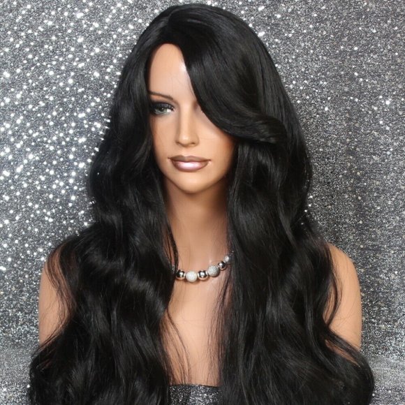 www.goldyhair.ca Other - Human hair blend Wig Wvy Black Layered Heat OK